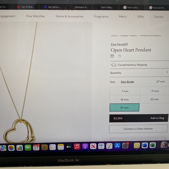 Tiffany Elsa Perretta Open Heart Gold Pendant necklace - Picture 5 of 6